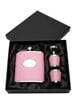 Lucy G Pink Hip Flask with Oval Engraving Plate, 2 Cups & Funnel / 7oz