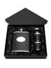 Lucy G Black Hip Flask with Oval Engraving Plate, 2 Cups & Funnel / 7oz