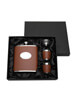 Lucy G Brown Hip Flask with Oval Engraving Plate, 2 Cups & Funnel / 7oz