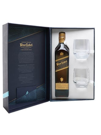Johnnie Walker Blue Label with 2 Free Glasses Gift Set