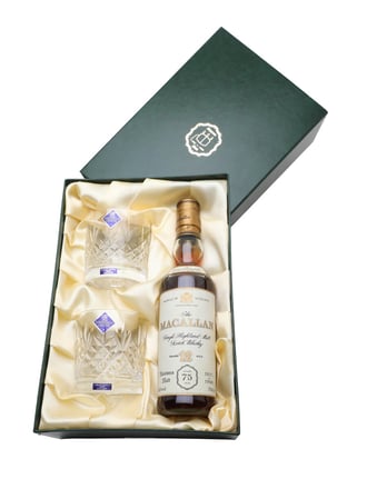 Macallan 12 Year Old & 2 Glasses / Muntons 75th Anniversary / Sherry Cask