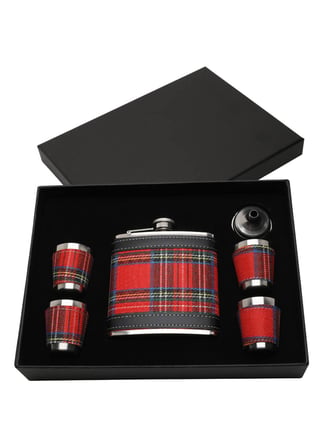 Lucy G Tartan Hip Flask with 4 Cups Set / 6oz