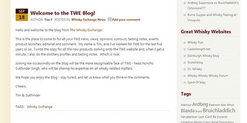 2008 First post on The Whisky Exchange blog