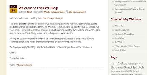 2008 First post on The Whisky Exchange blog