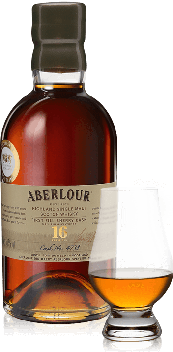 Aberlour 16 Years Old Single First-fill Sherry Cask with glass