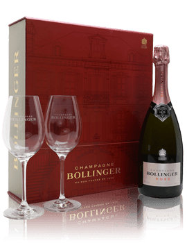 Bollinger Rose NV Champagne / 2 Glasses Gift Pack Presentation