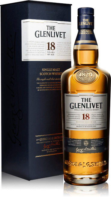 Glenlivet 18 Year Old bottle with gift box