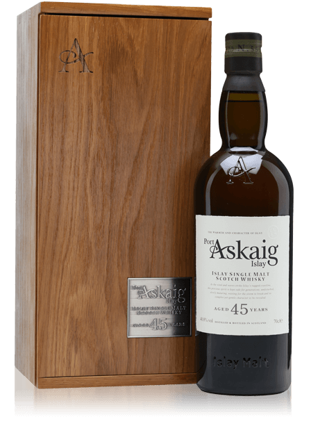Port Askaig 45 Year Old bottle with gift box