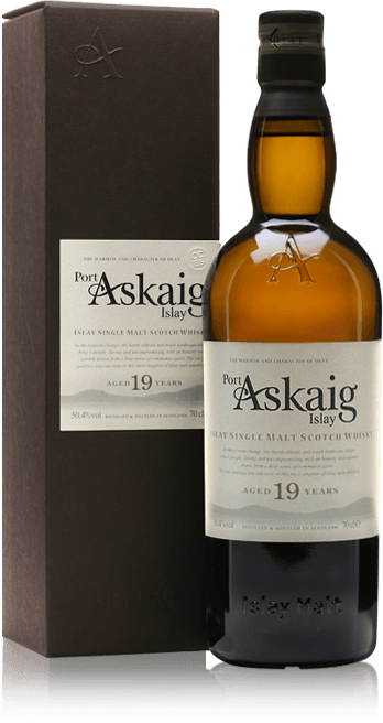 Port Askaig 19 Year Old bottle with gift box