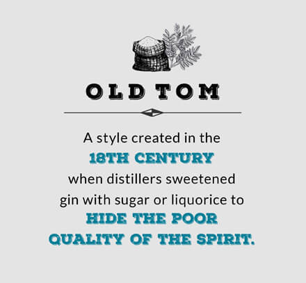 Old Tom: A style created in the 18th century when distillers sweetened gin with sugar or liquorice to hide the poor quality of the spirit.