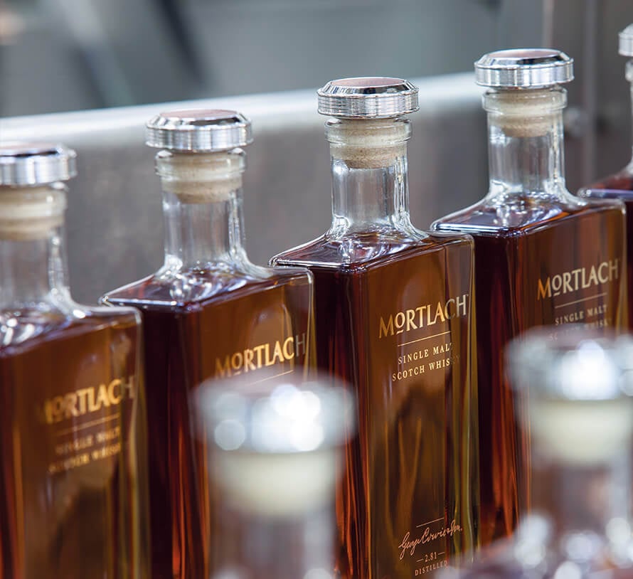 Mortlach whisky bottles