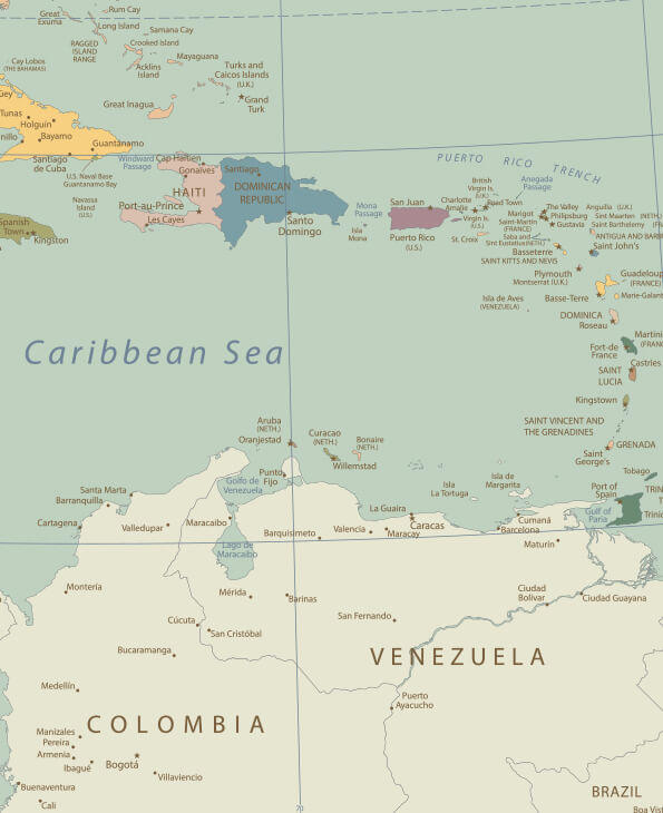 Map of the Carribean