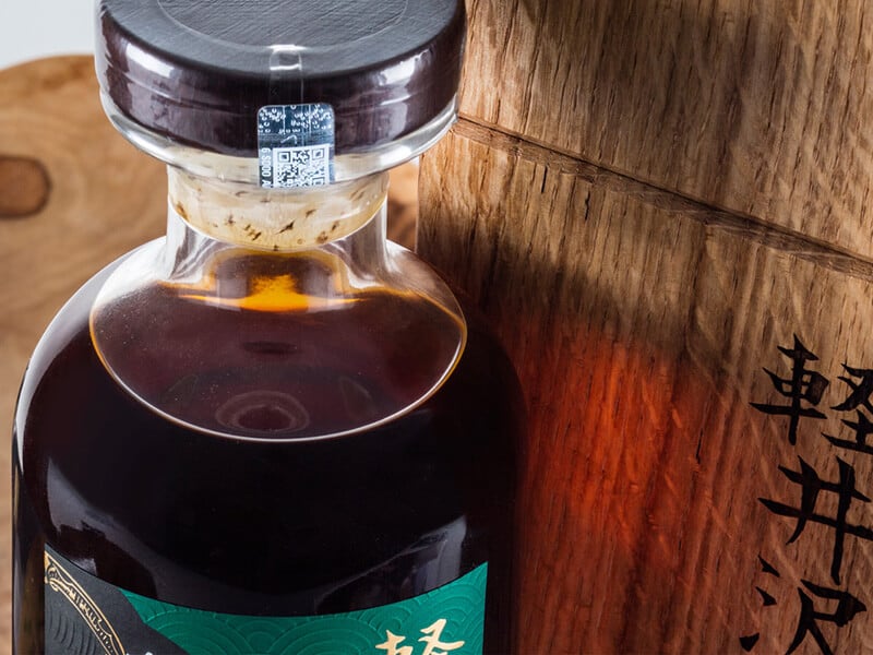 Karuizawa bottle showing the prooftag