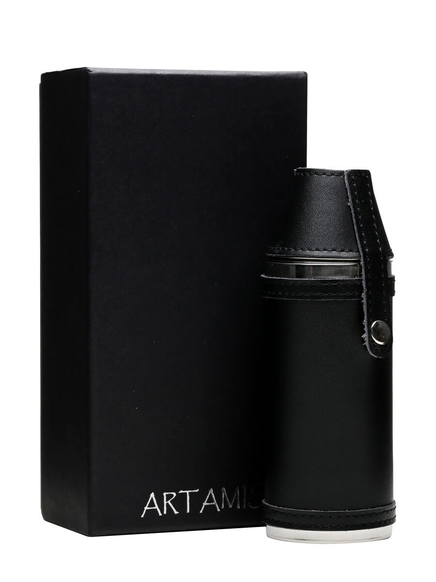 Black Leather Hunting Hip Flask & 2 Cups / 225ml